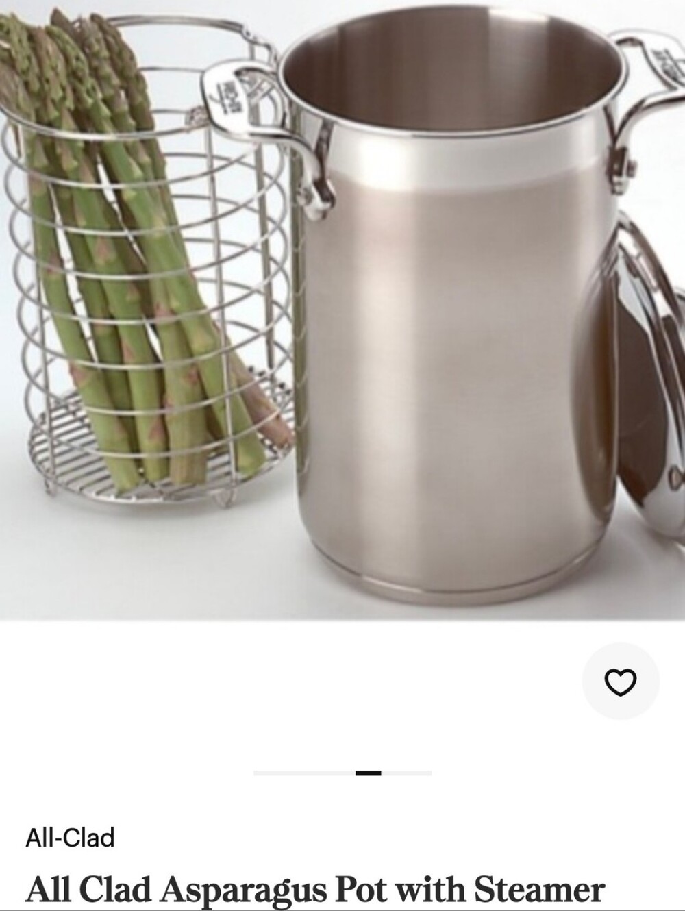 All-Clad Stainless Steel
Asparagus Steamer Tall Pot with Basket and Lid